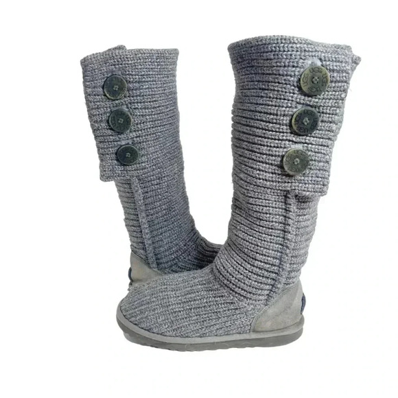 UGG Classic Cardy Grey Knit Boot Women's Size 8 - Picture 2 of 12